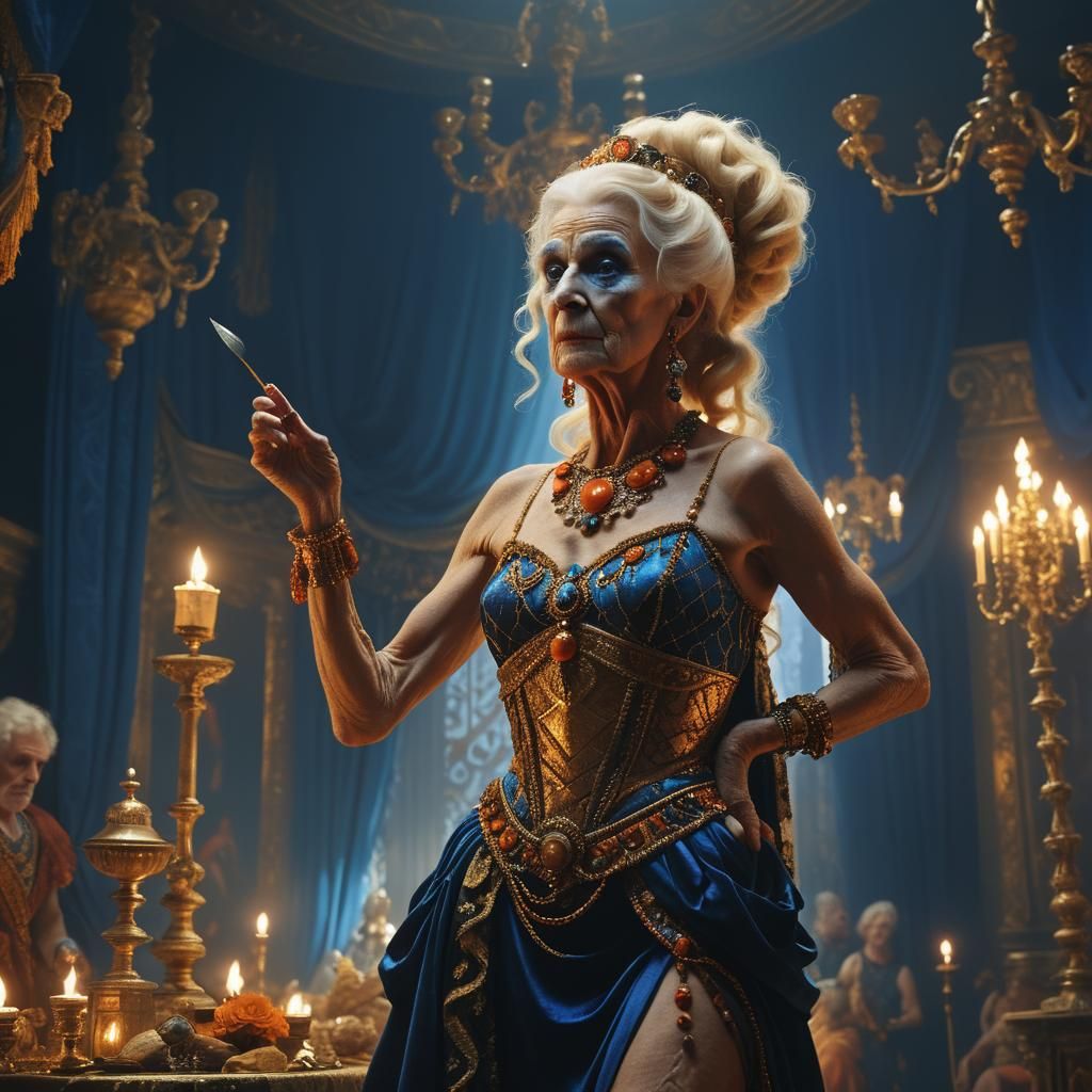 Baroque Fantasy: Elderly Queen in Brothel, Dutch Lighting