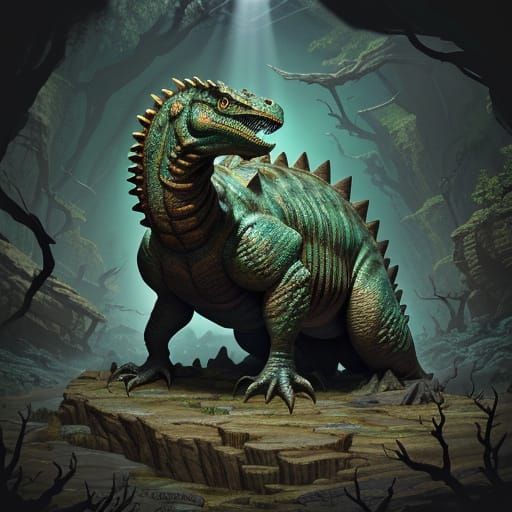 Hyperrealistic Fossilized Petrasaur in Vivid Earthy Tones