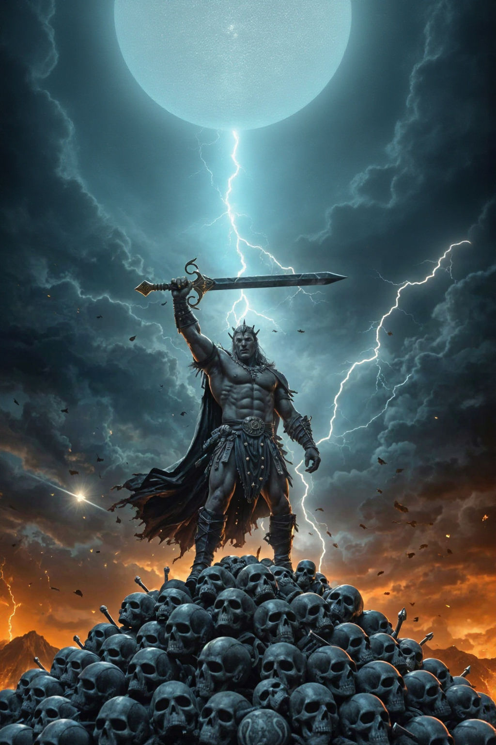 Cyberpunk Barbarian Conquers Skull Mountain in Epic Cinemati...