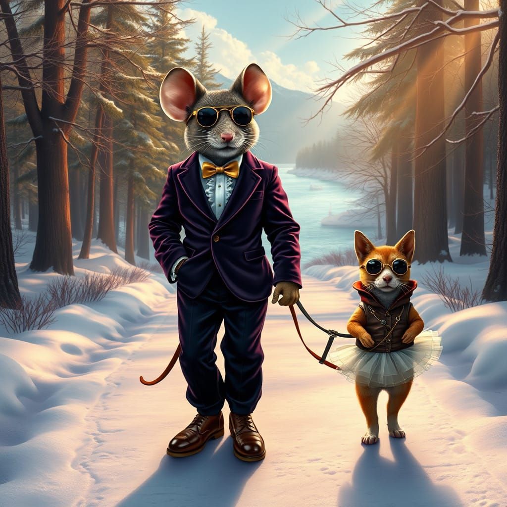 Velvet Pimp Mouse Leads Whimsical Winter Parade