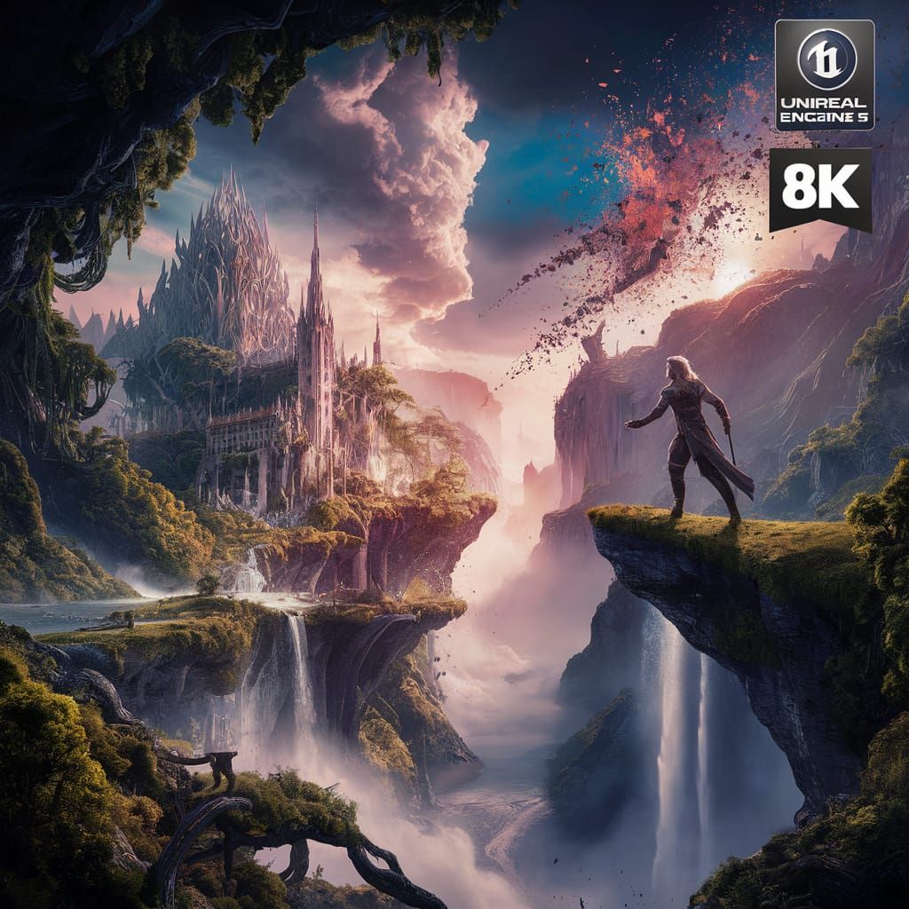 Fantastical World with Heroic Figure: Matte Painting