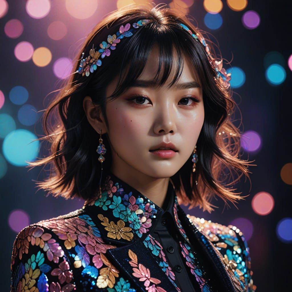 Glamorous K-Pop Idol in Sequins