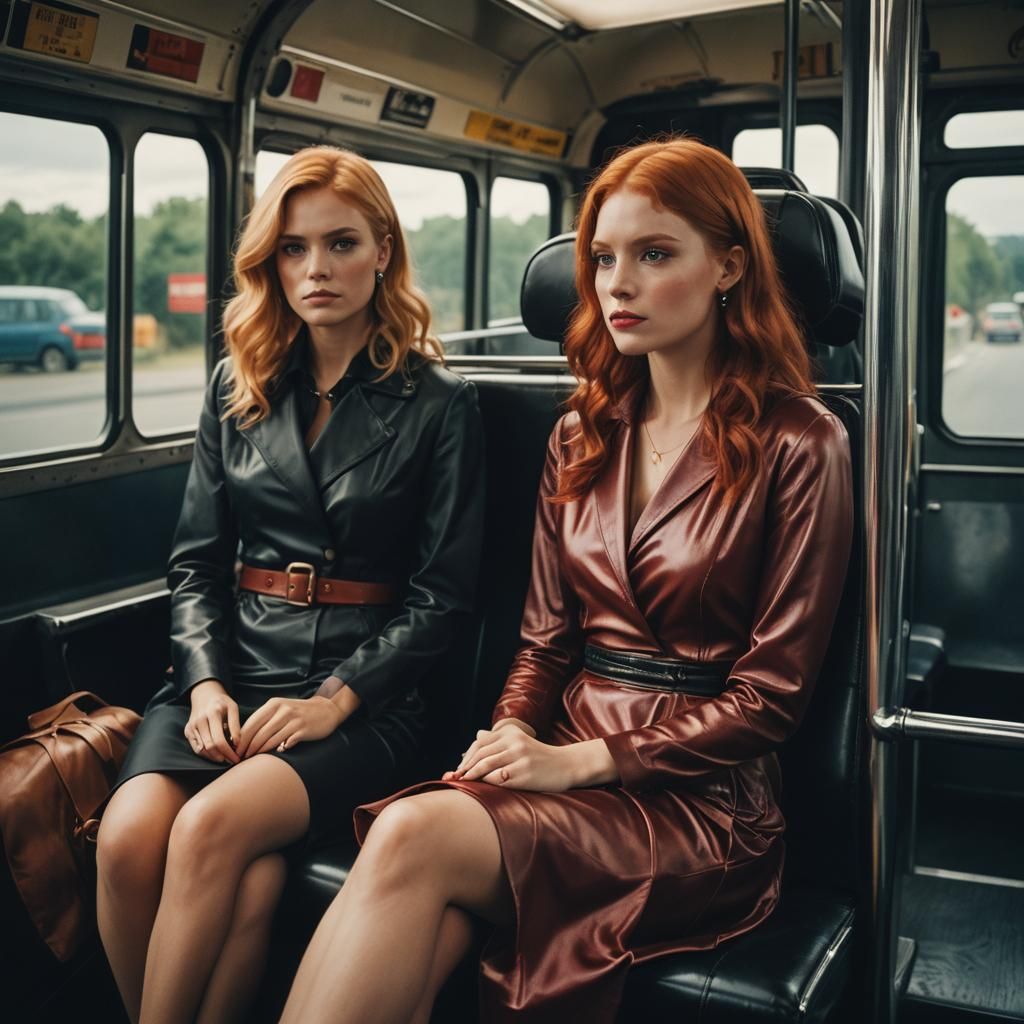 Two Women on a Bus: Cinematic Film Still