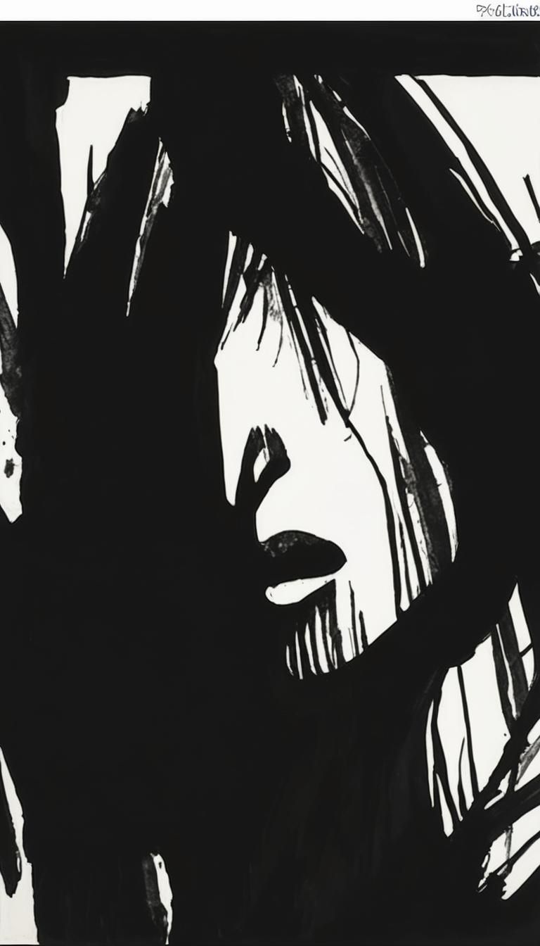 Contemplative Woman in European Ink Wash Painting