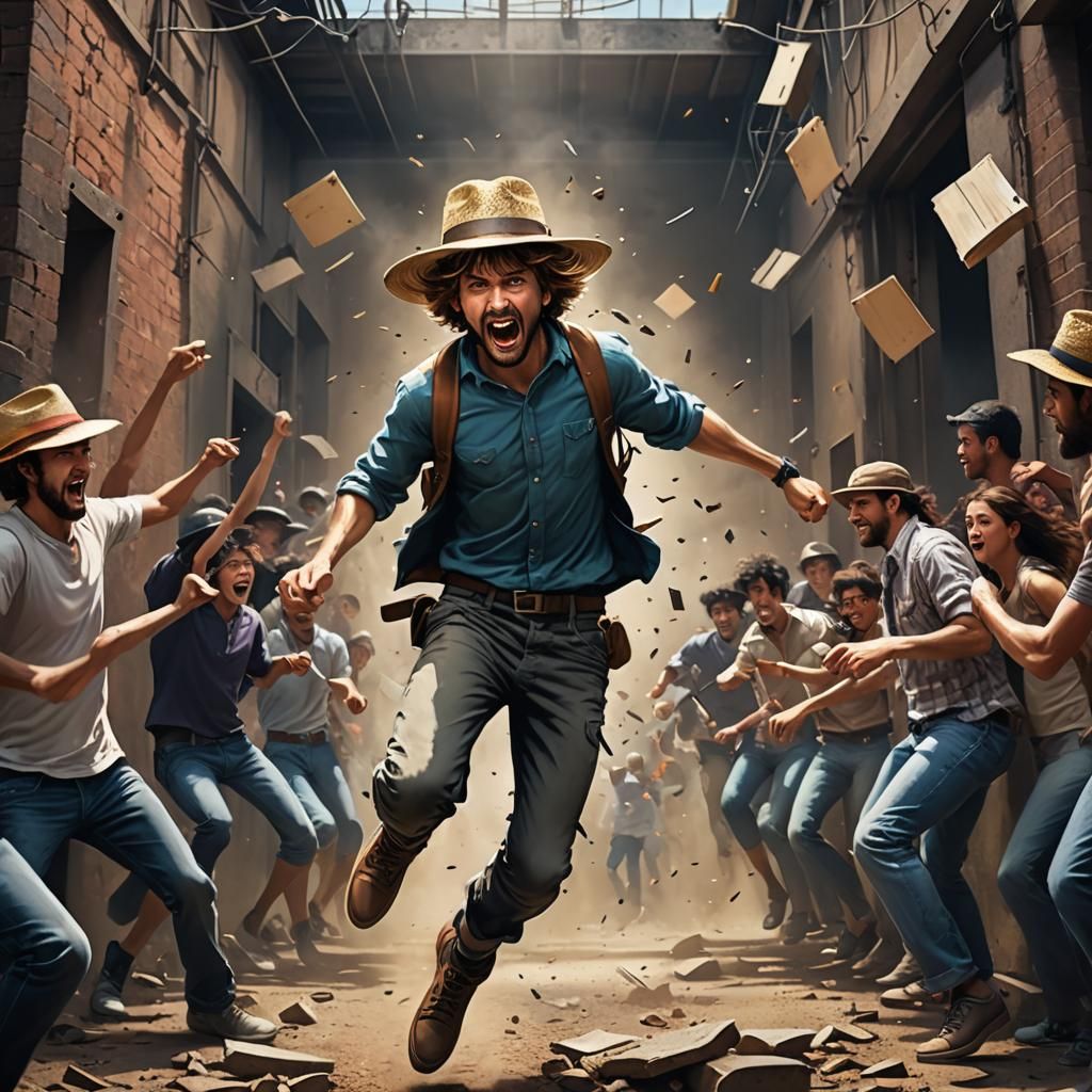 Dramatic Book Cover: Man Leaping from Steel Wall