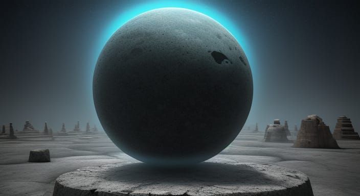 Mysterious Stone in Ethereal Landscape