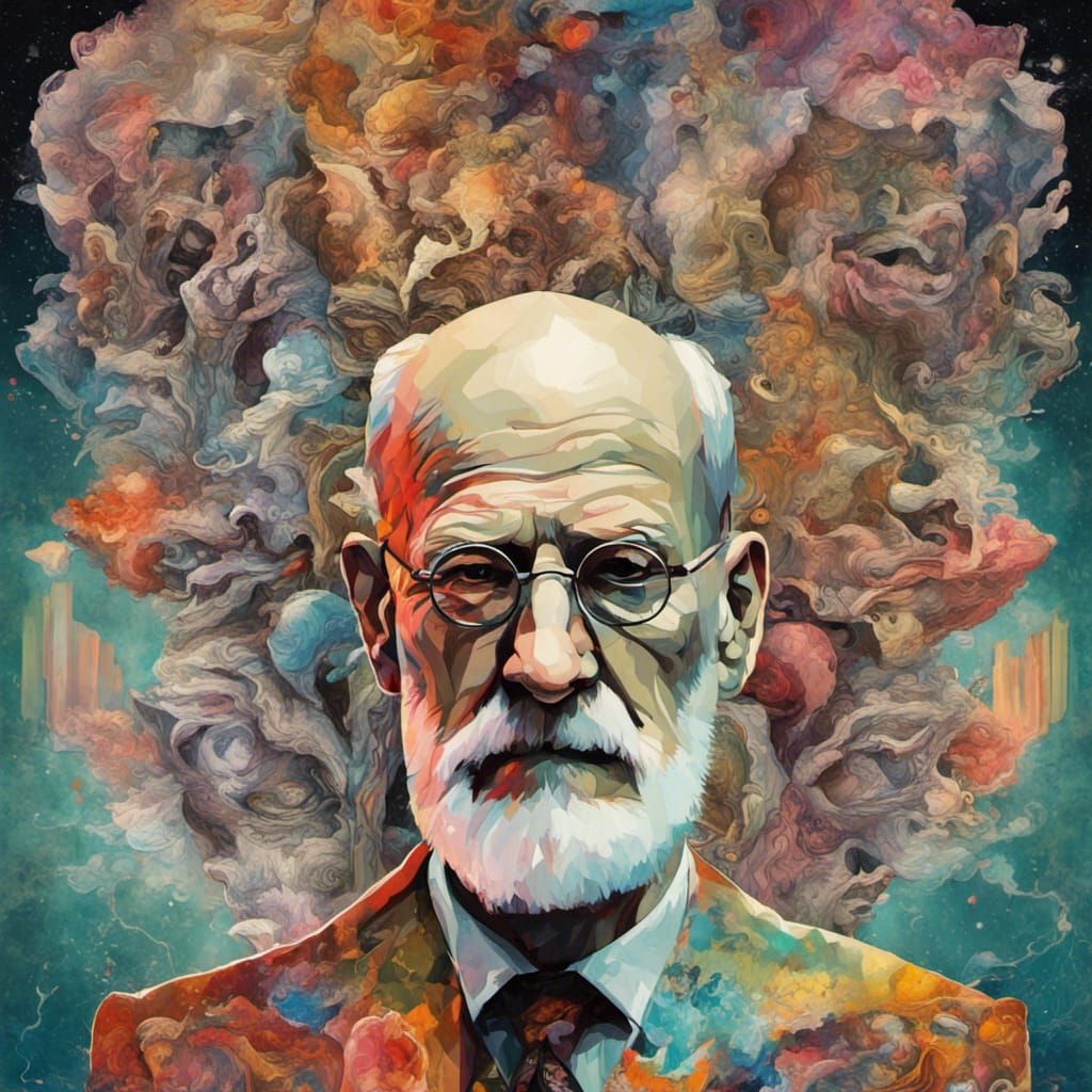 Colorful Collage Portrait of Sigmund Freud