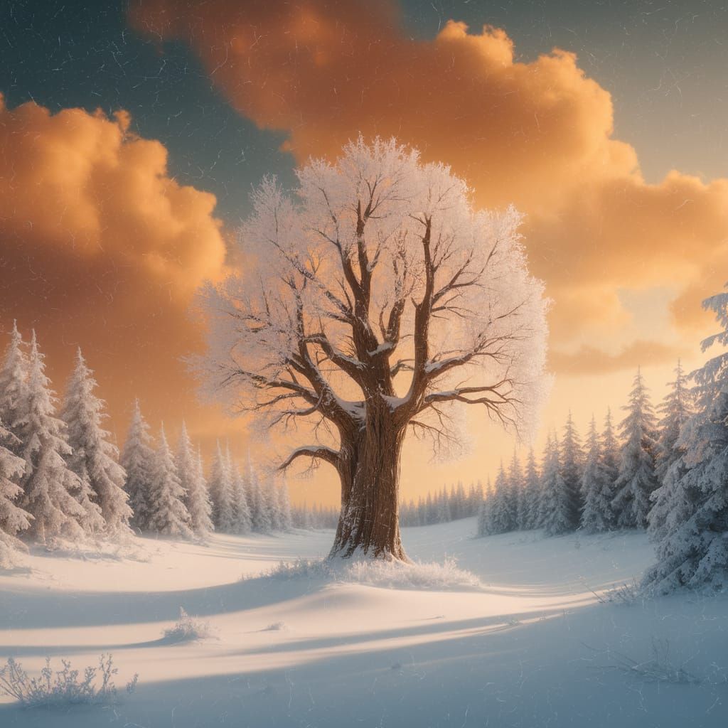 Ethereal Blizzard Over Tranquil Forest at Twilight