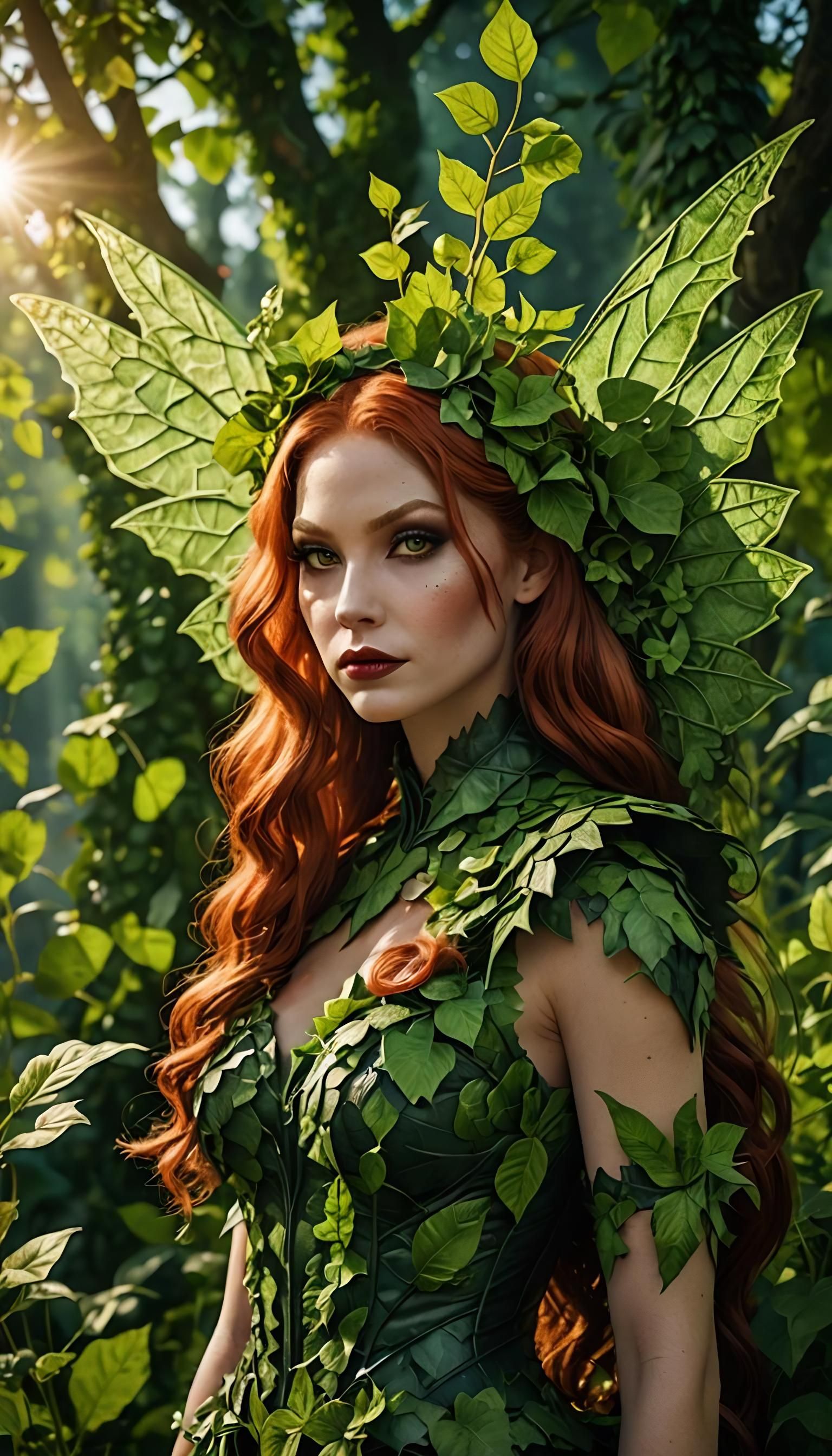 Poison Ivy with Biophilic Wings in Sunlight