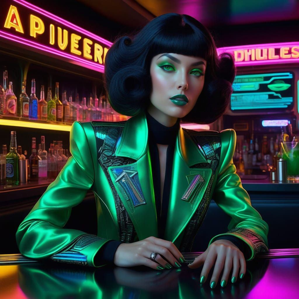 Space Cantina Scene in Vibrant Oil on Canvas