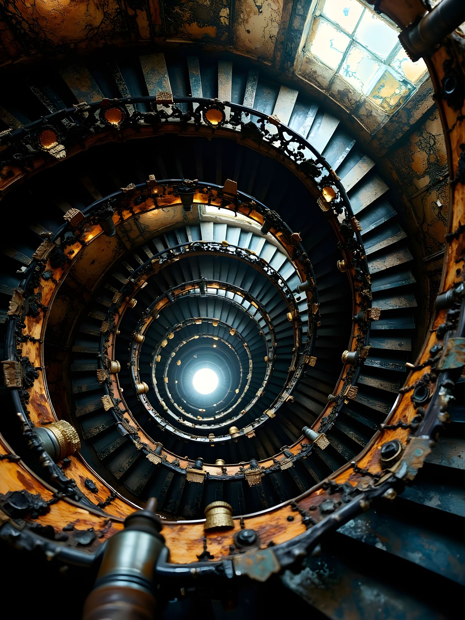 Vertigo Inducing Spiral Staircase in Digital Art