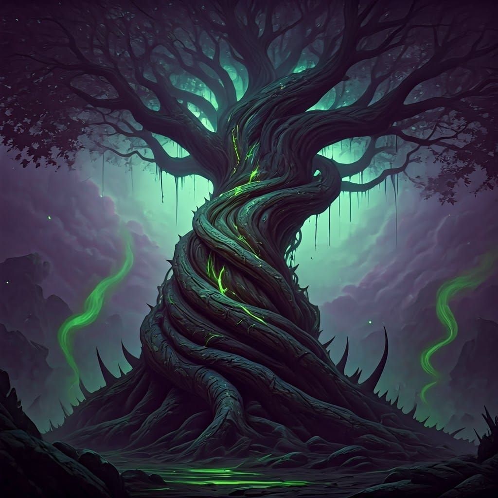 Bioluminescent Alien Tree with Ethereal Aura