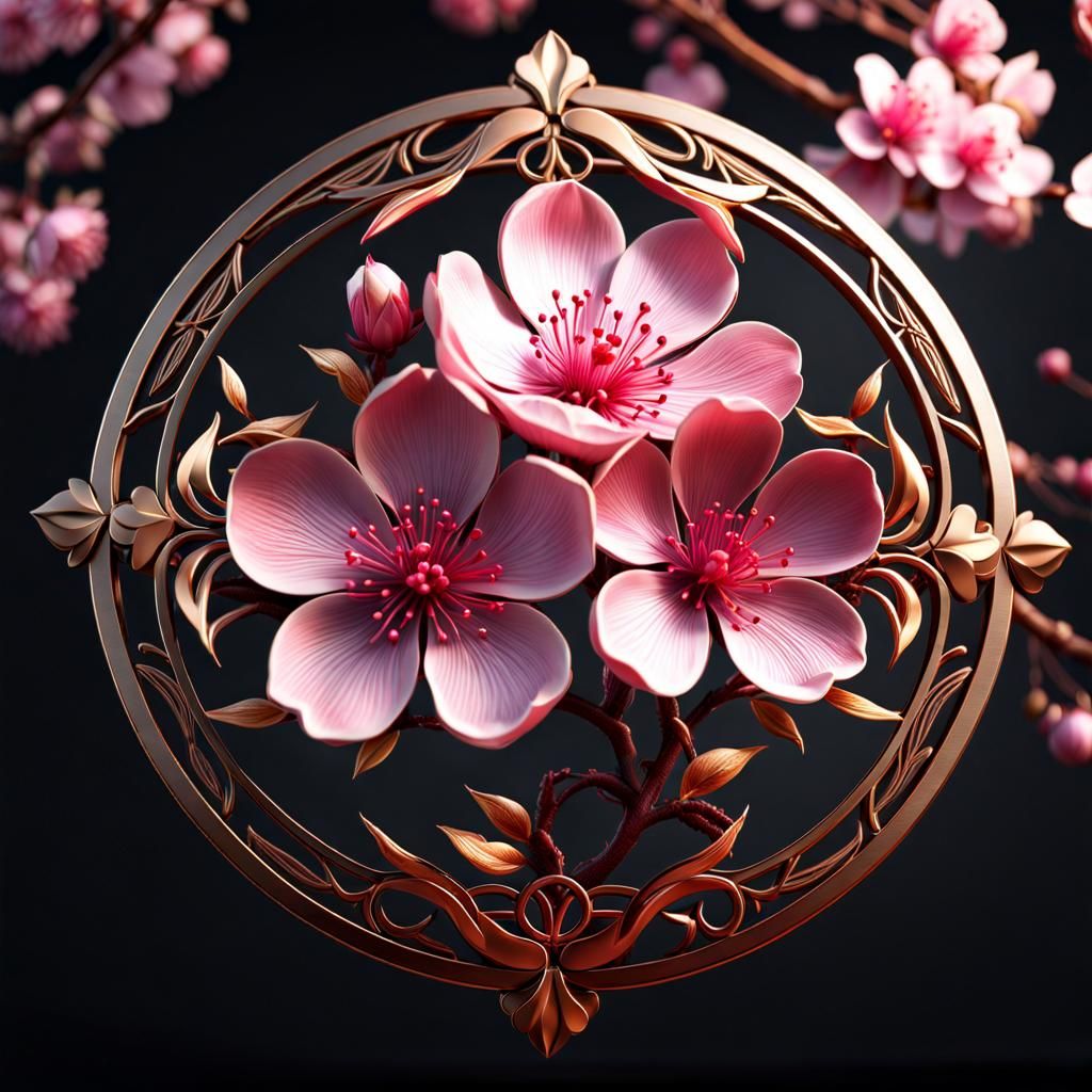 Hyperrealistic Sakura Flower Logo in High Definition