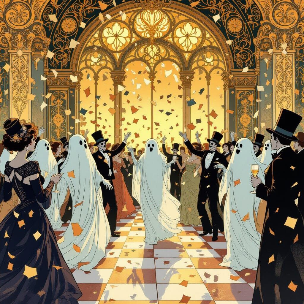 Haunted New Year's Ball Art Nouveau Style