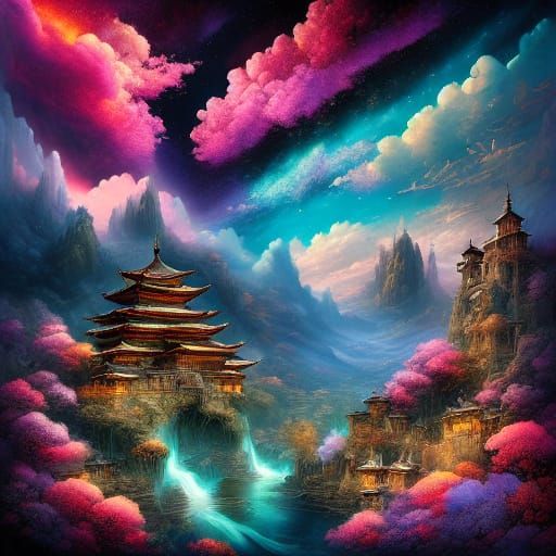 Ethereal Nebula Landscape in Hyperrealistic Style