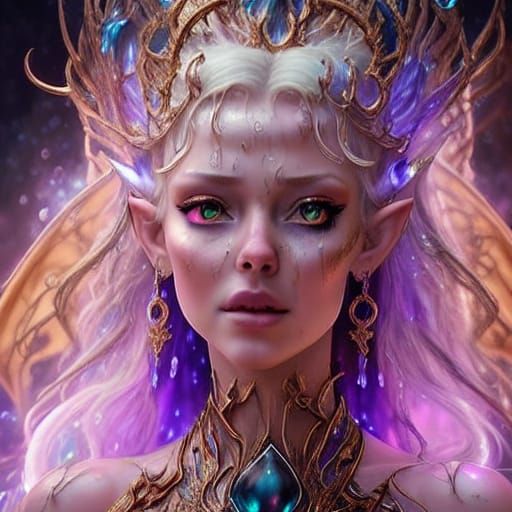 Goth Supermodel Gamer in Ethereal Wet Environment