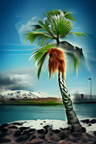 Solitary Palm Tree at Sunset