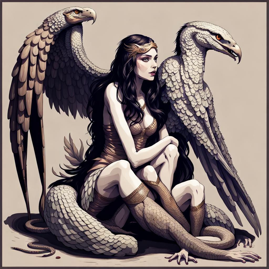 Mythical Snake Woman and Harpy Creature