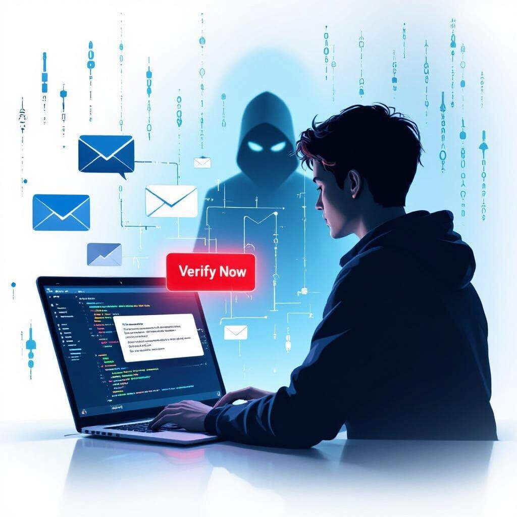Cyberpunk Phishing Email Alert on Laptop Screen