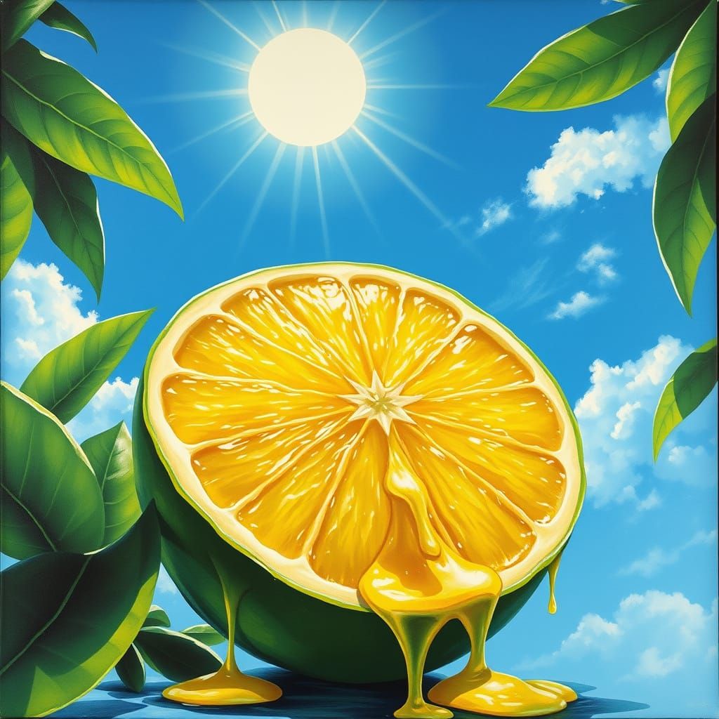 Giant Juicy Lime Dripping in Tropical Sun