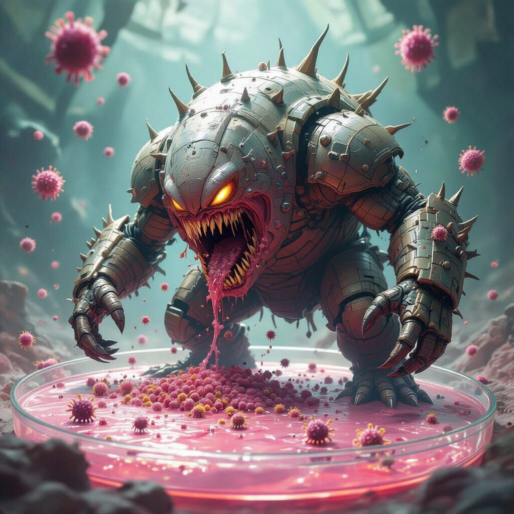 Colossal Bio-Mechanical Phago Consuming Bacteria