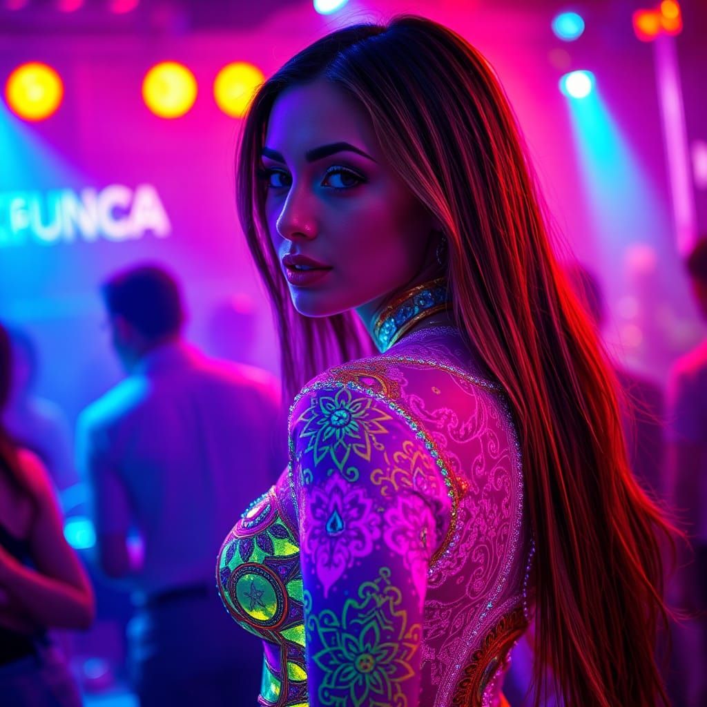 Woman Dominates Dancefloor in Cyberpunk Style