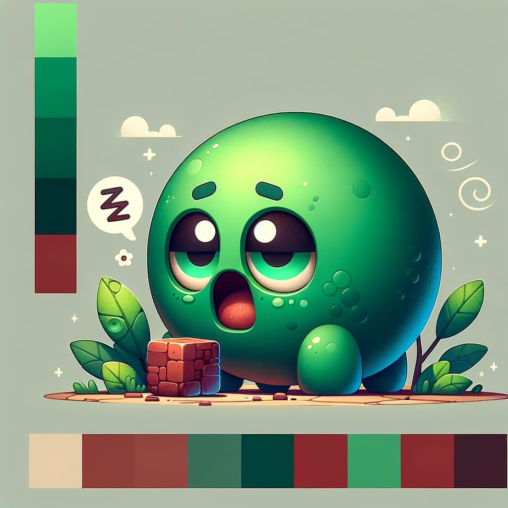 Friendly Green Monster in Playful Cartoon Style
