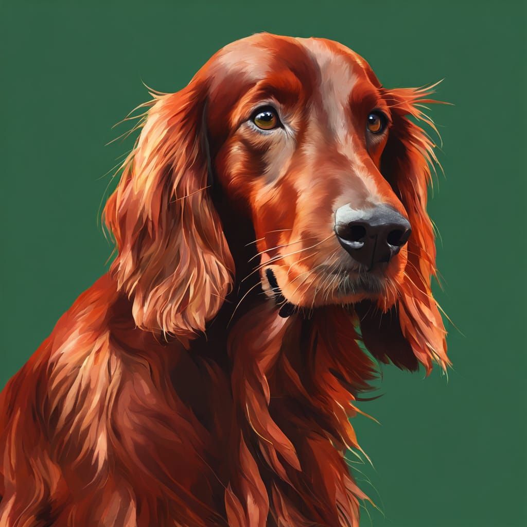 Playful Red Setter Dog Portrait in Cel-Shading