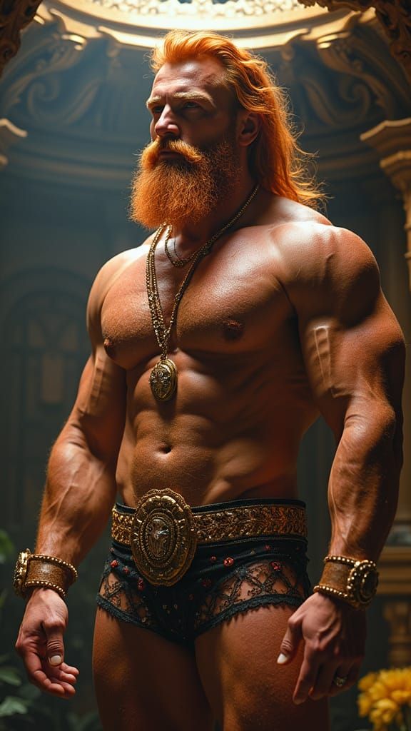 Muscled Redneck God in Lavish Rokoko-Style Latex Spaceship