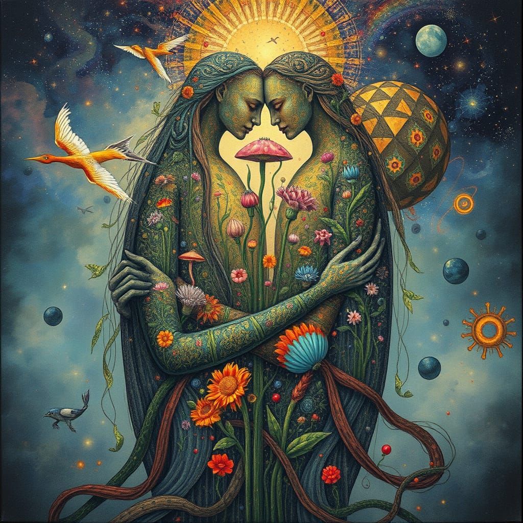 Dreamlike Cosmic Bodies in Vibrant Fantasy Landscapes