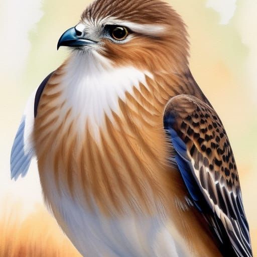 Watercolor Red-Tailed Hawk in Ambient Light