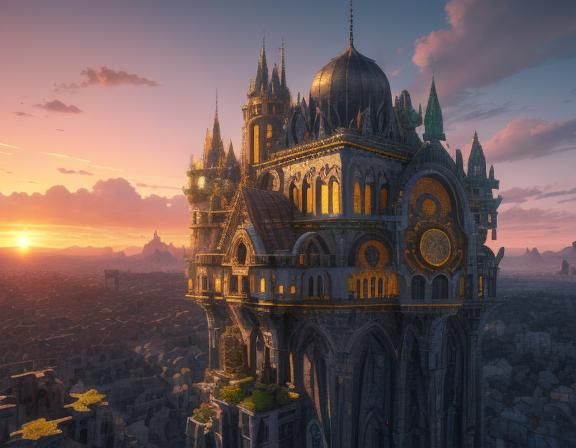 Strange building in the sunset