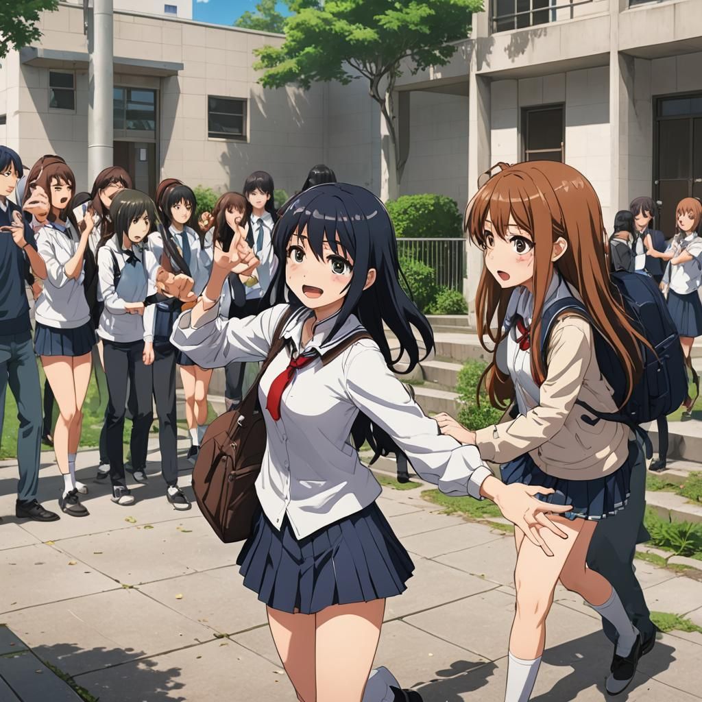Anime School Bully Defends Girl