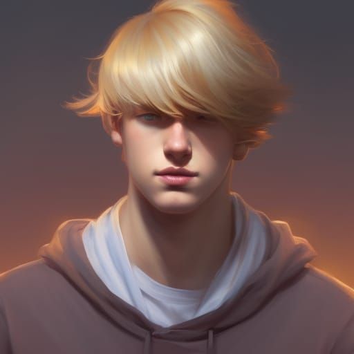 Handsome Blond Teen Portrait in Hyperdetailed Digital Art