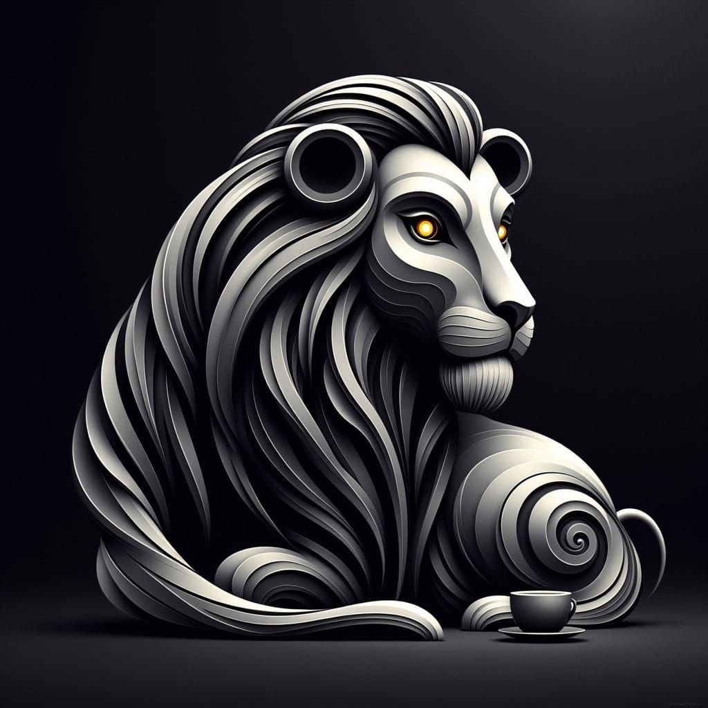 Majestic Lion in Coffee Break