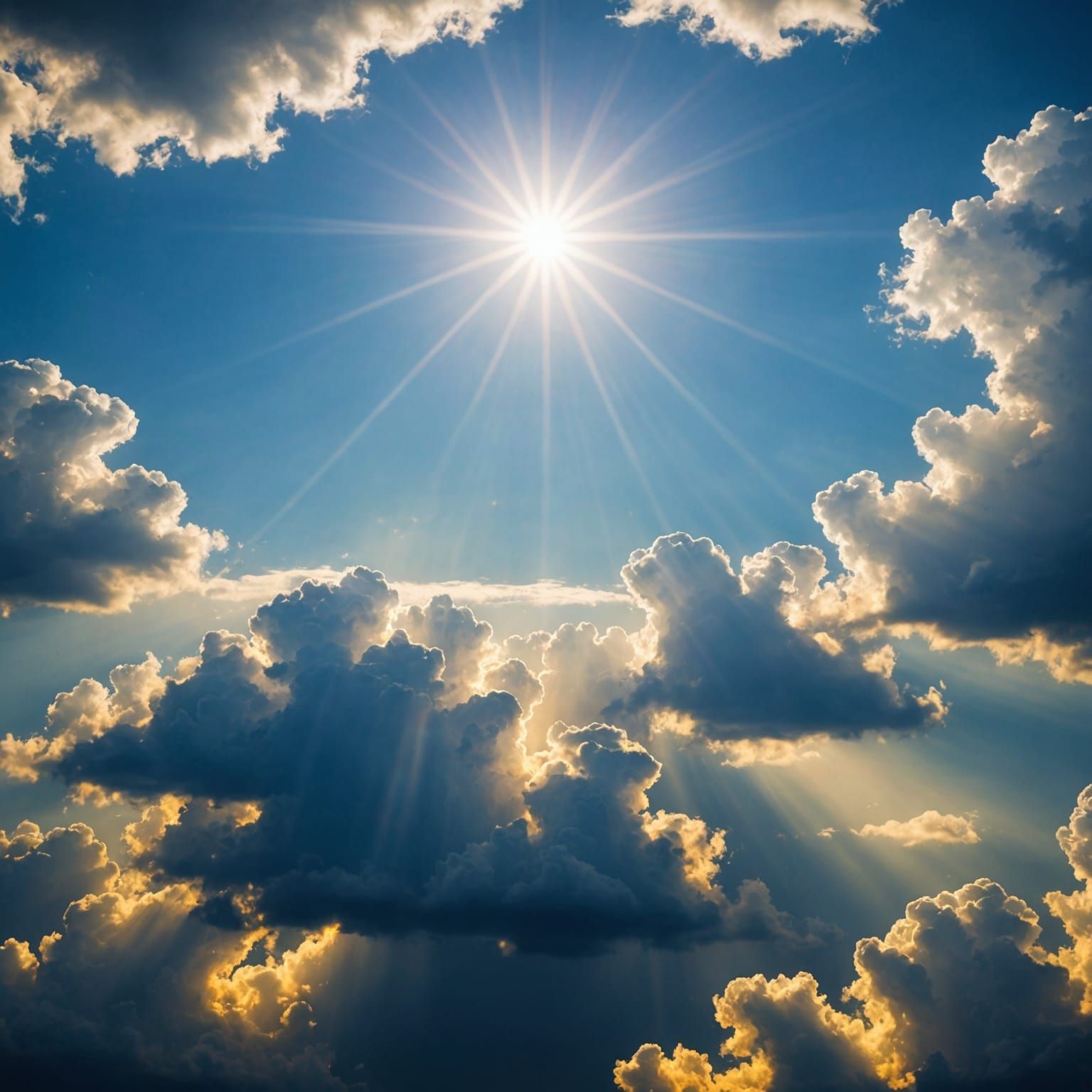 Heavenly Sunshine Beams Through Divine Clouds