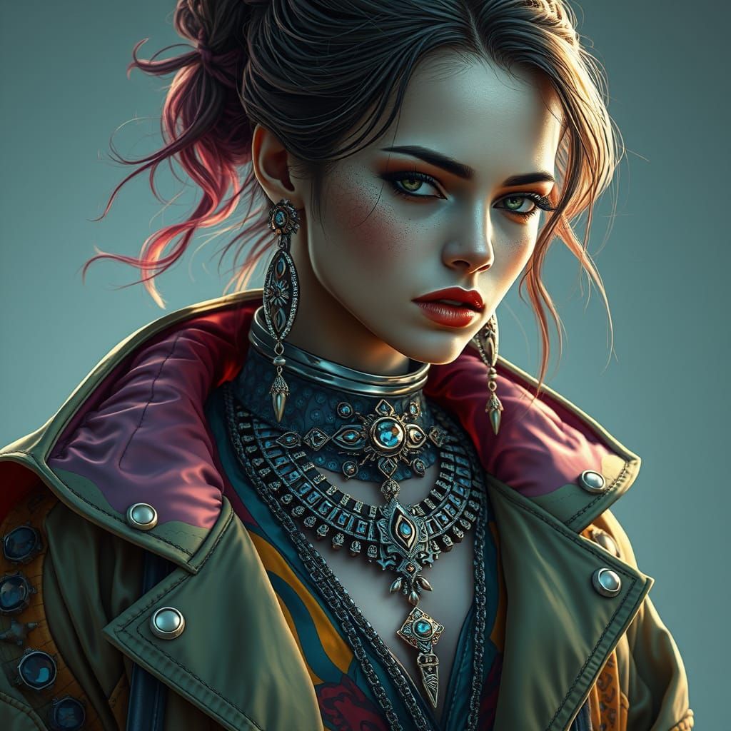 Futuristic Woman in Hyperrealistic Digital Art Style