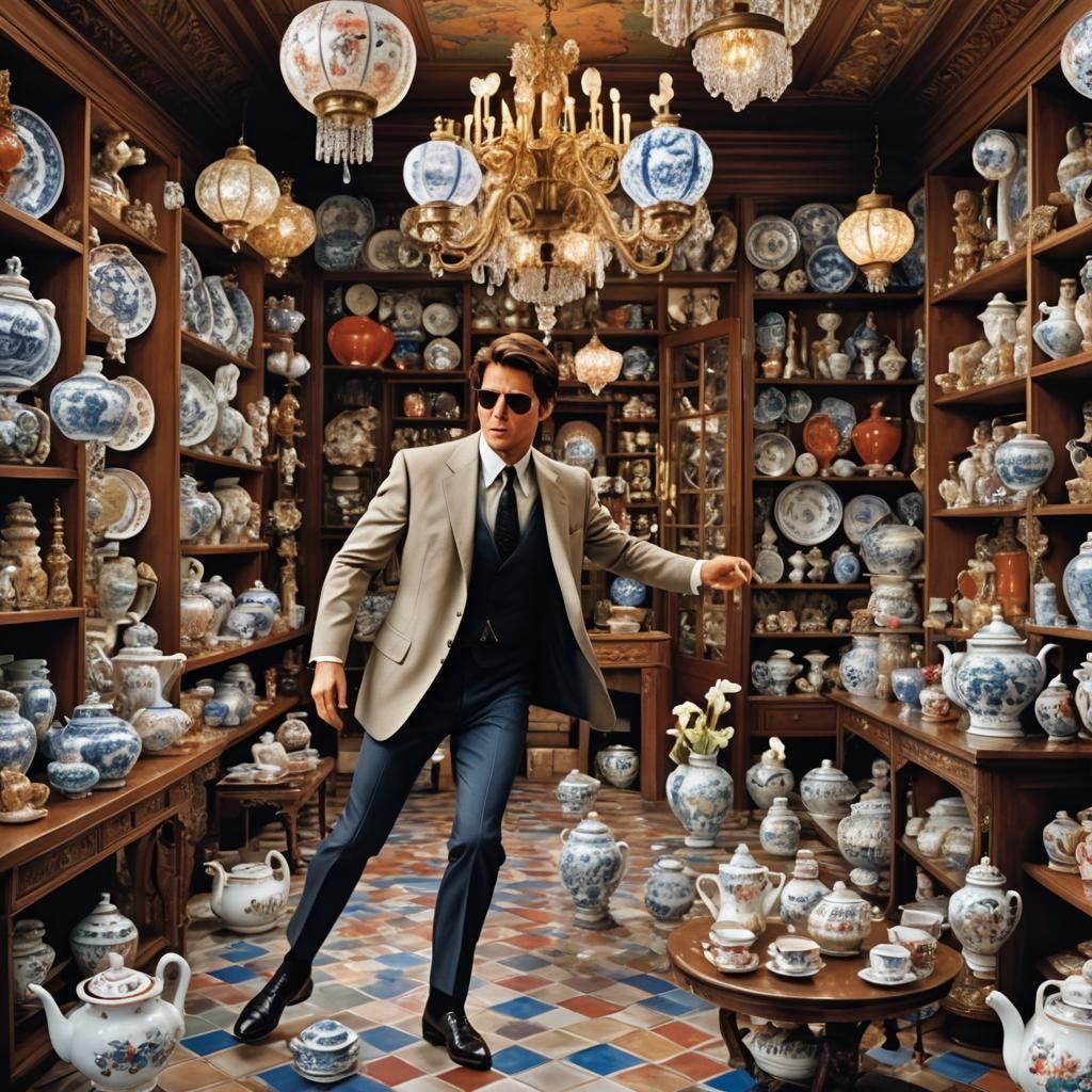 Dancing Through Chaos: A Whimsical China Shop Scene