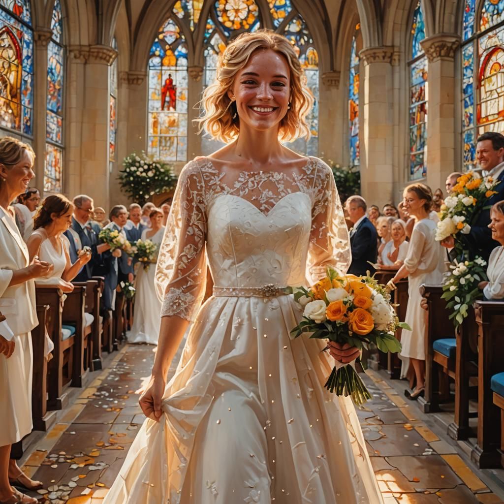 Dreamy Wedding: Young Woman in Oil Painting Style