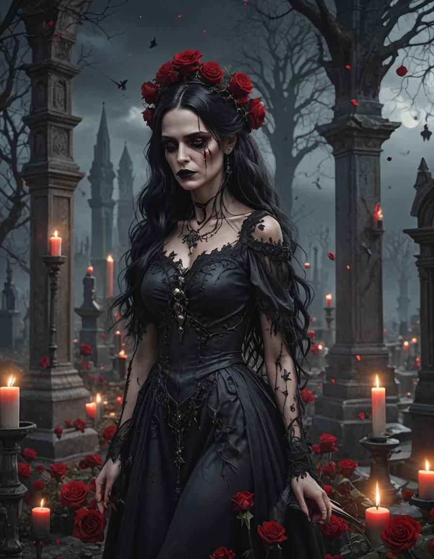 Gothic Dark Fairy in Cemetery Concept Art