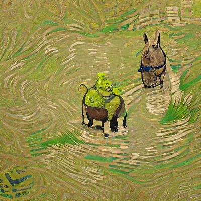 Shrek and Donkey as Van Gogh-Style Painting