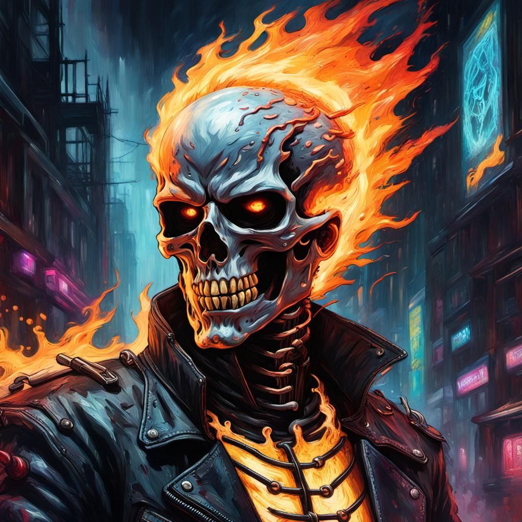 Cyberpunk Ghost Rider Splash Art