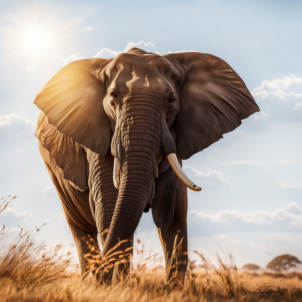 Majestic Elephant Roaming the African Savannah