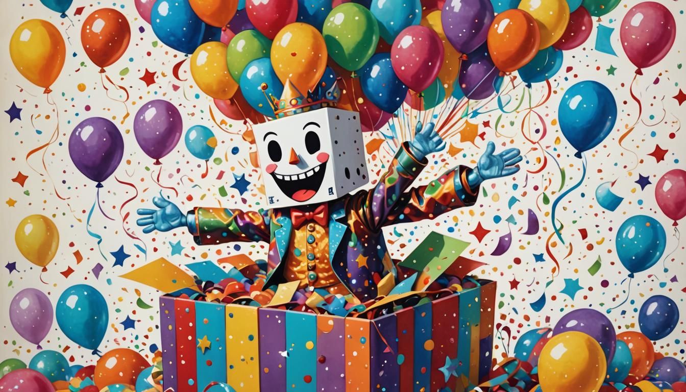 Joyful Jack-in-the-Box in Gouache Wonderland