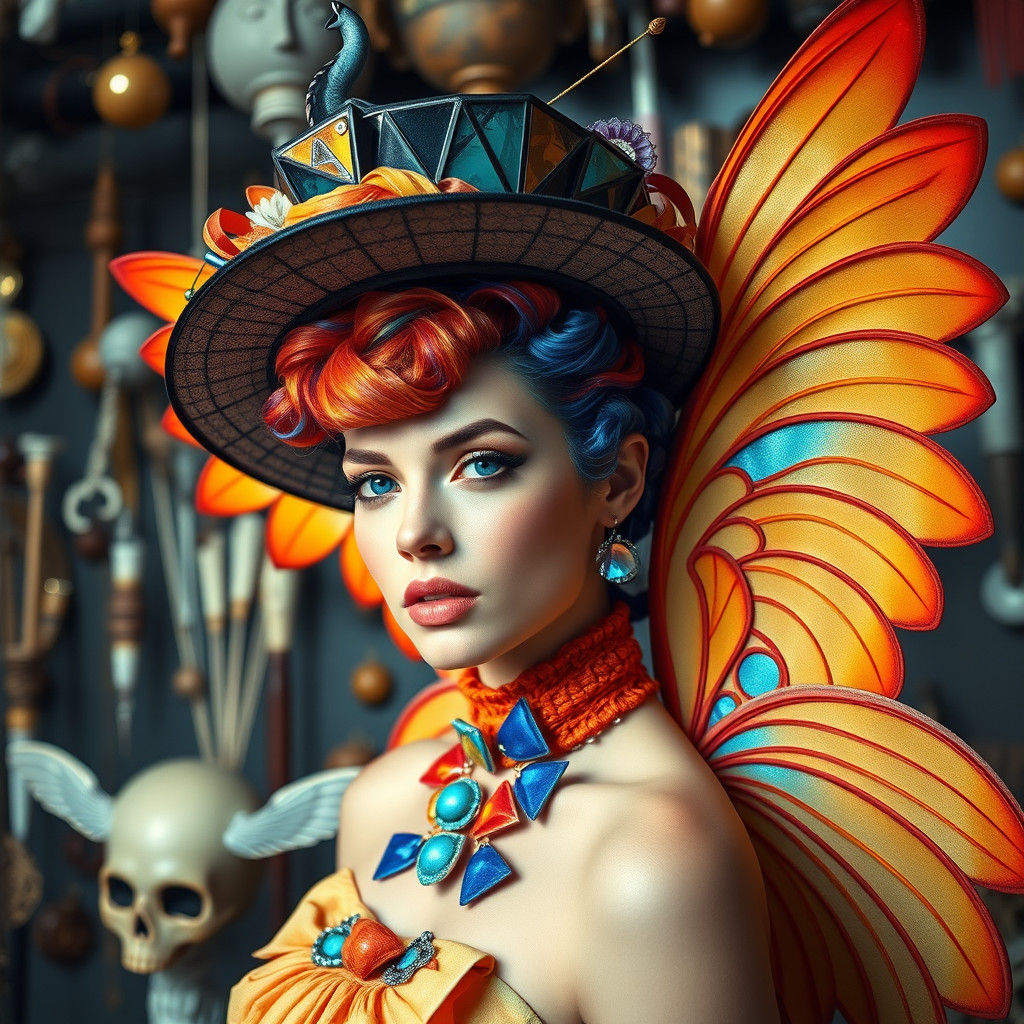 Geometric Winged Hat Fashion Photograph in Dada Style