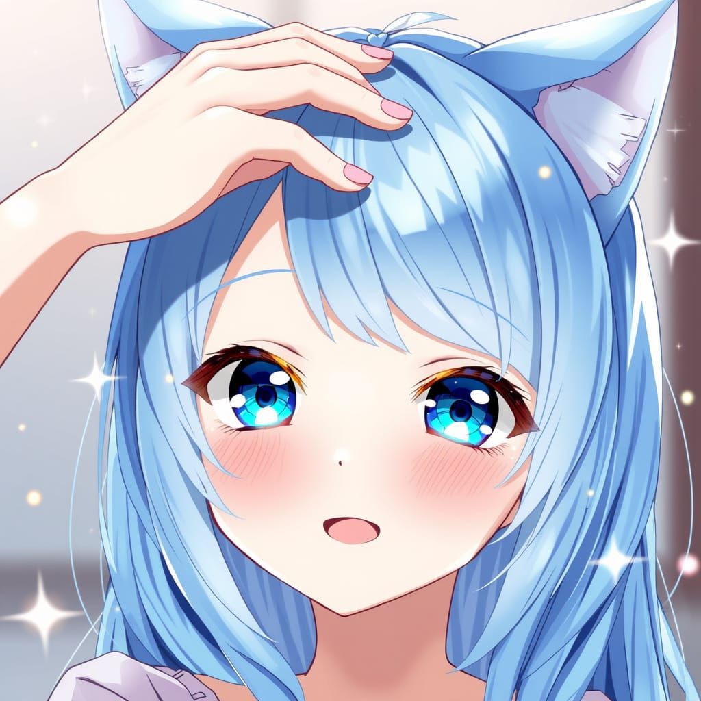 Kawaii Girl Receives Tender Head Pats in Hyper Realistic Sty...