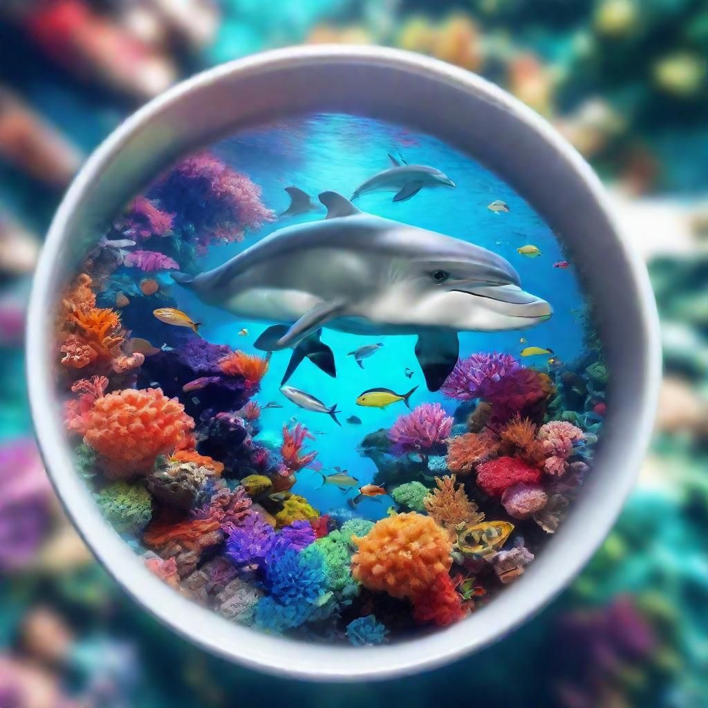 Coral Reef and Dolphins in a Teacup