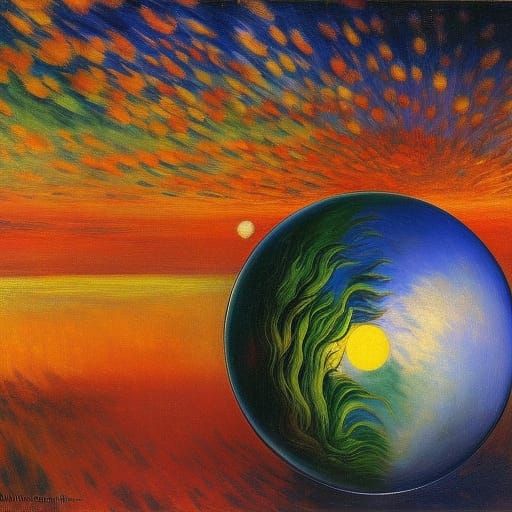 Surreal Spherical Unicorn in Abstract Style