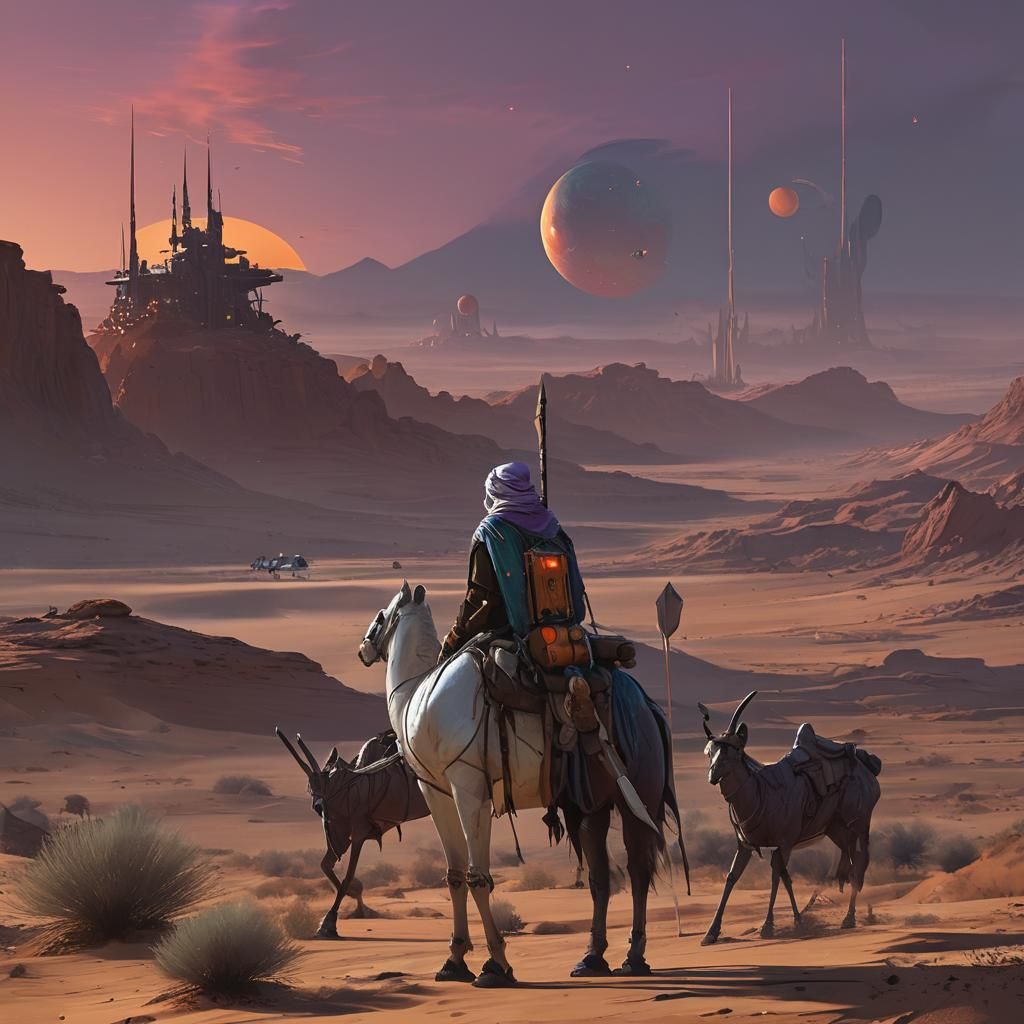Nomad Sunset: Matte Painting Science Fiction Concept Art