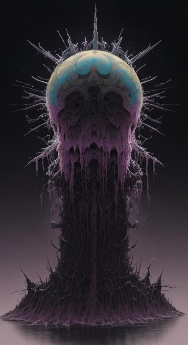 Galactus in Beksiński-Inspired Graffiti Art